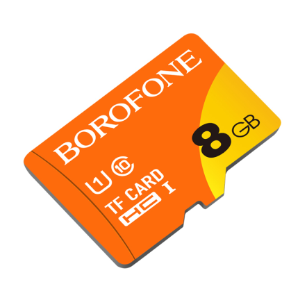 Tf atminties kortelė borofone 8 gb, oranžinė - TELEMADA.LT